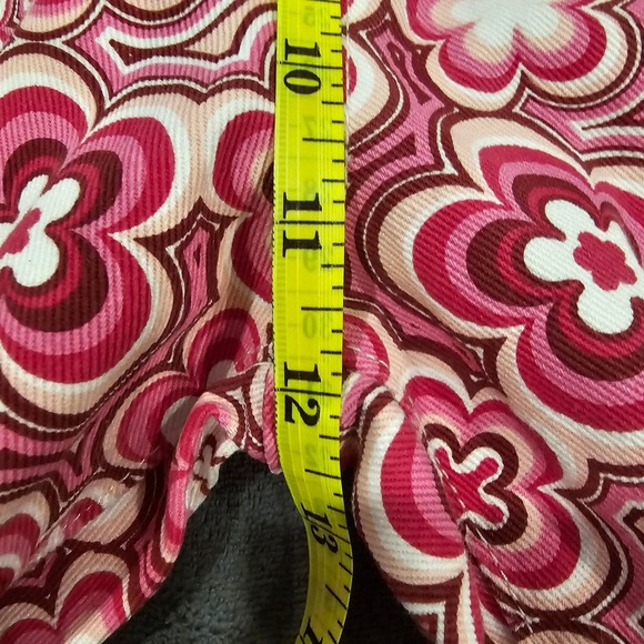 Womens Pink Floral Wide Leg Pants Retro Flower Pattern Y2K Style - Picture 4 of 5